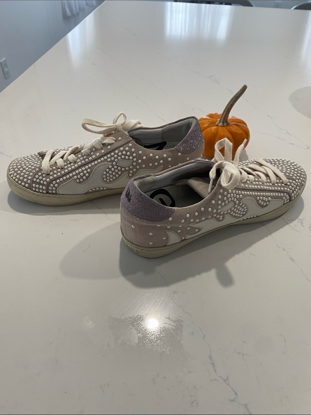 flame-embroidered embellished sneakers